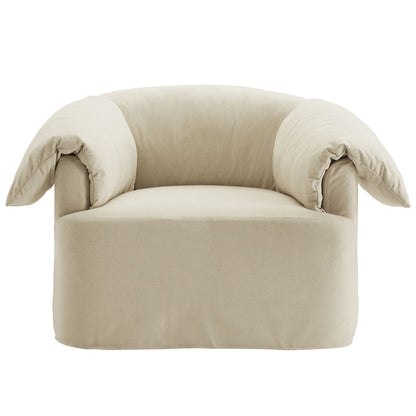 Lark Slipcovered Fabric Oversized Armchair in beige cream upholstery on Tampa Home & Garden Store