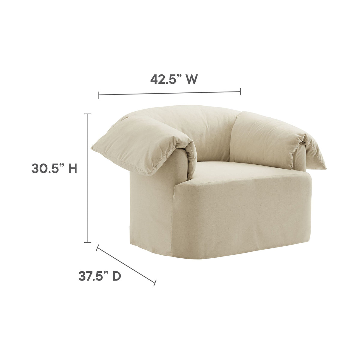 Lark Slipcovered Fabric Oversized Armchair beige slipcover by Modway on Tampa Home & Garden Store