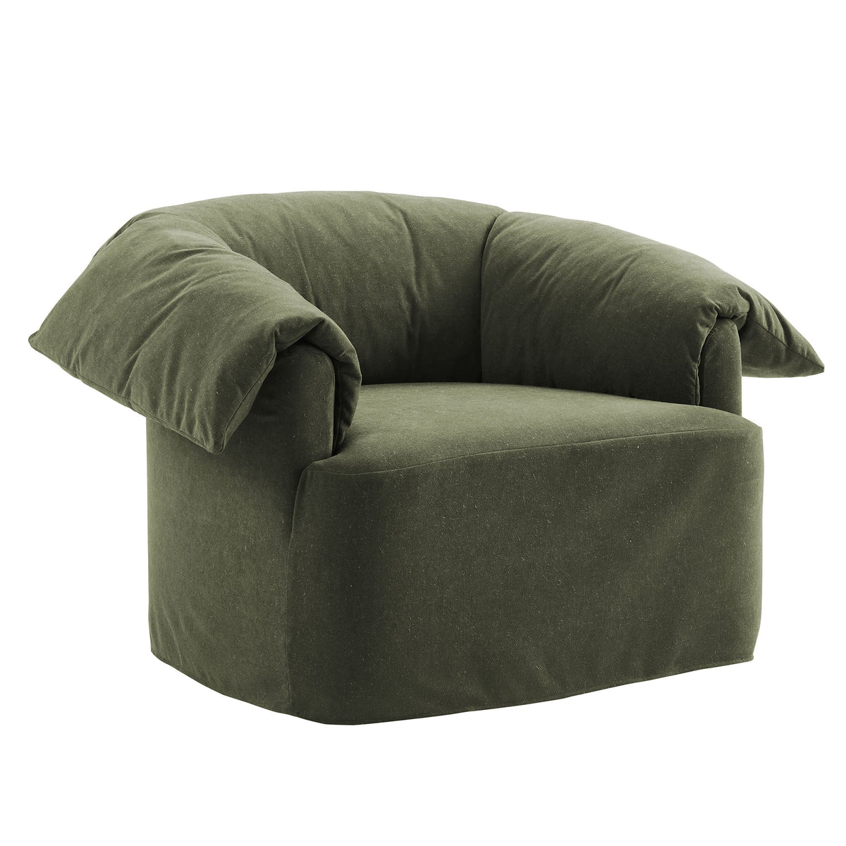 Lark Slipcovered Fabric Oversized Armchair olive green slipcover with plush cushions on Tampa Home & Garden Store