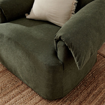 Lark slipcovered oversized armchair in olive green fabric with beige cushion by Modway on Tampa Home & Garden Store