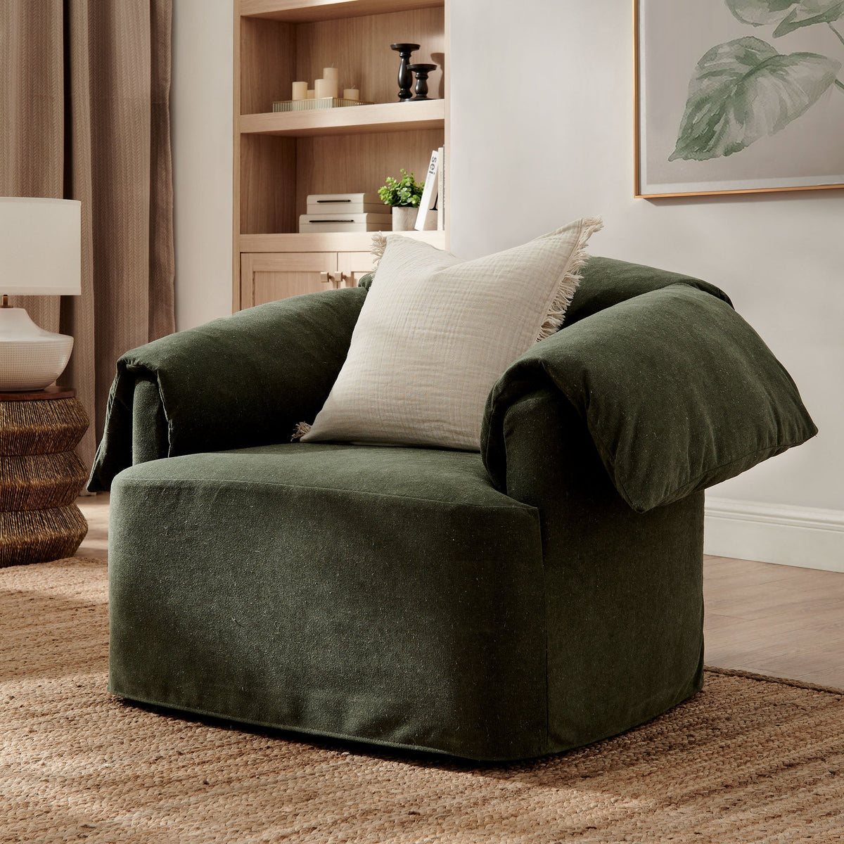 Lark slipcovered fabric oversized armchair green by Modway on Tampa Home & Garden Store