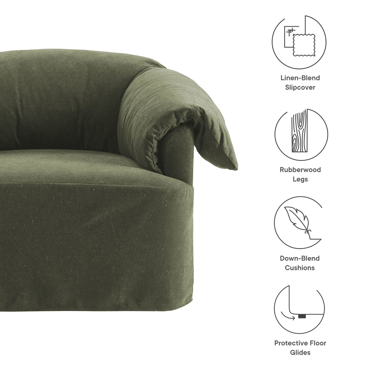 Lark slipcovered oversized armchair olive green fabric by Modway on Tampa Home & Garden Store