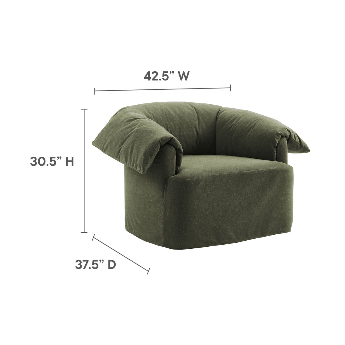 Lark Slipcovered Oversized Armchair olive green fabric by Modway HouseOfZazla on Tampa Home & Garden Store