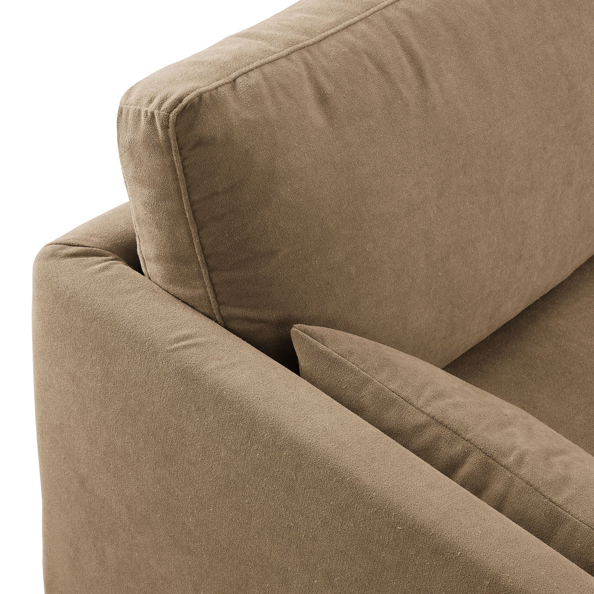 Wellfleet 85in slipcovered fabric sofa tan textured upholstery on Tampa Home & Garden Store