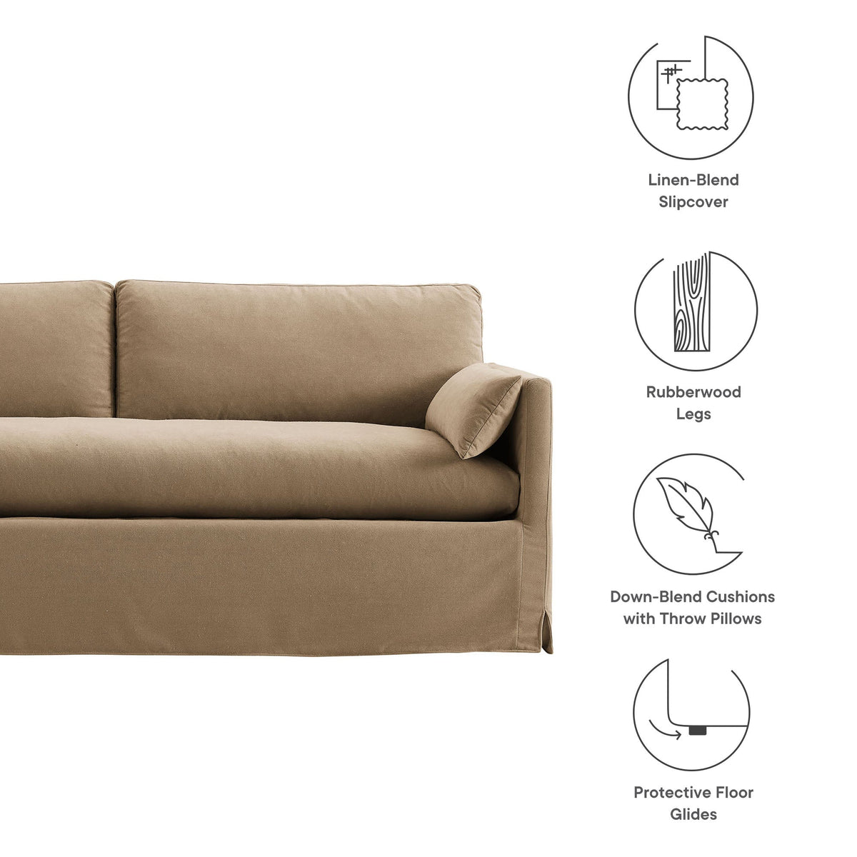 Wellfleet 85in Slipcovered Fabric Sofa tan slipcover by HouseOfZazla on Tampa Home & Garden Store