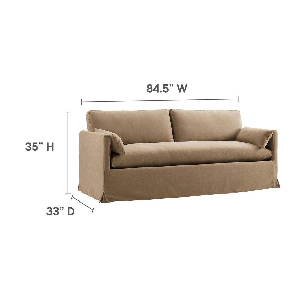Wellfleet 85in slipcovered fabric sofa beige upholstery by HouseOfZazla Modway on Tampa Home & Garden Store