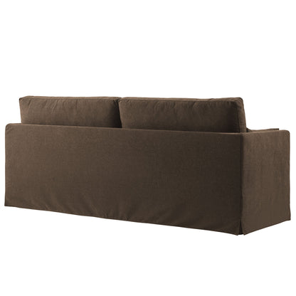 Wellfleet 85-inch Slipcovered Fabric Sofa by Modway, brown fabric with two back cushions on Tampa Home & Garden Store