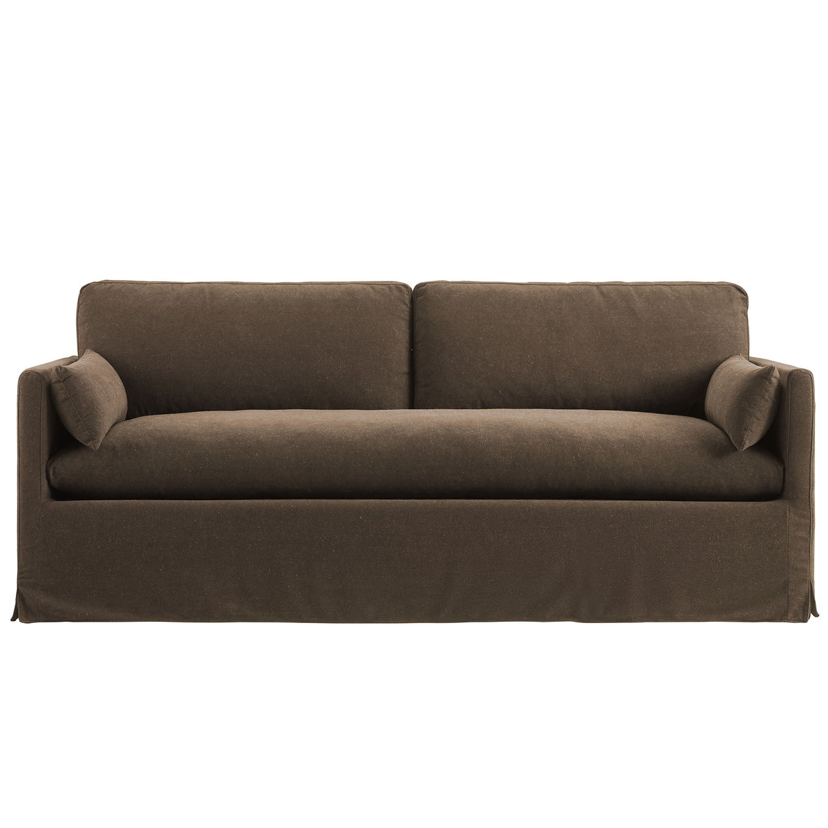 Wellfleet 85 inch slipcovered fabric sofa brown with two bolster pillows by Modway on Tampa Home & Garden Store