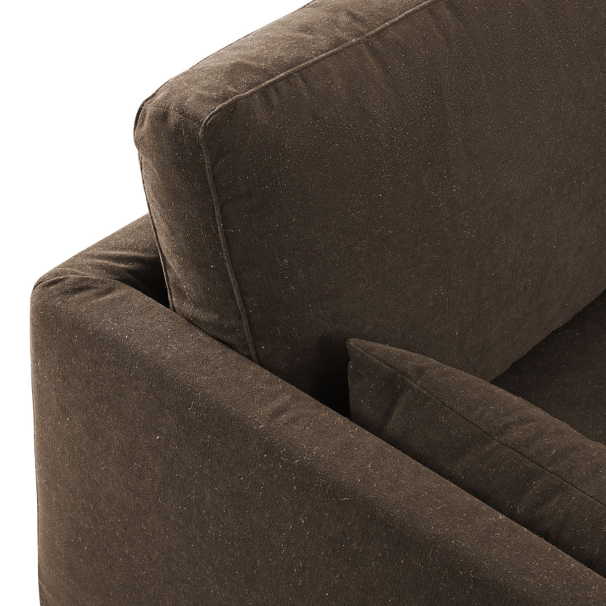 Wellfleet 85in slipcovered fabric sofa brown upholstery shows texture and seams on Tampa Home & Garden Store