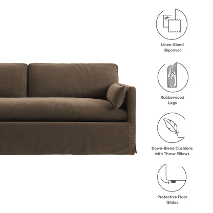Wellfleet 85in slipcovered fabric sofa by Modway in brown linen-blend fabric on Tampa Home & Garden Store