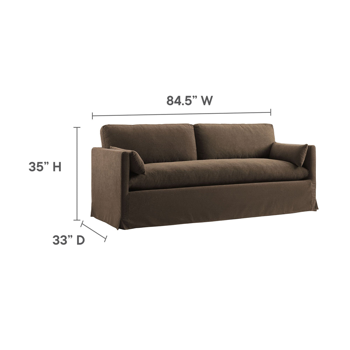 Wellfleet 85in slipcovered fabric sofa brown slipcover by Modway HouseOfZazla on Tampa Home & Garden Store