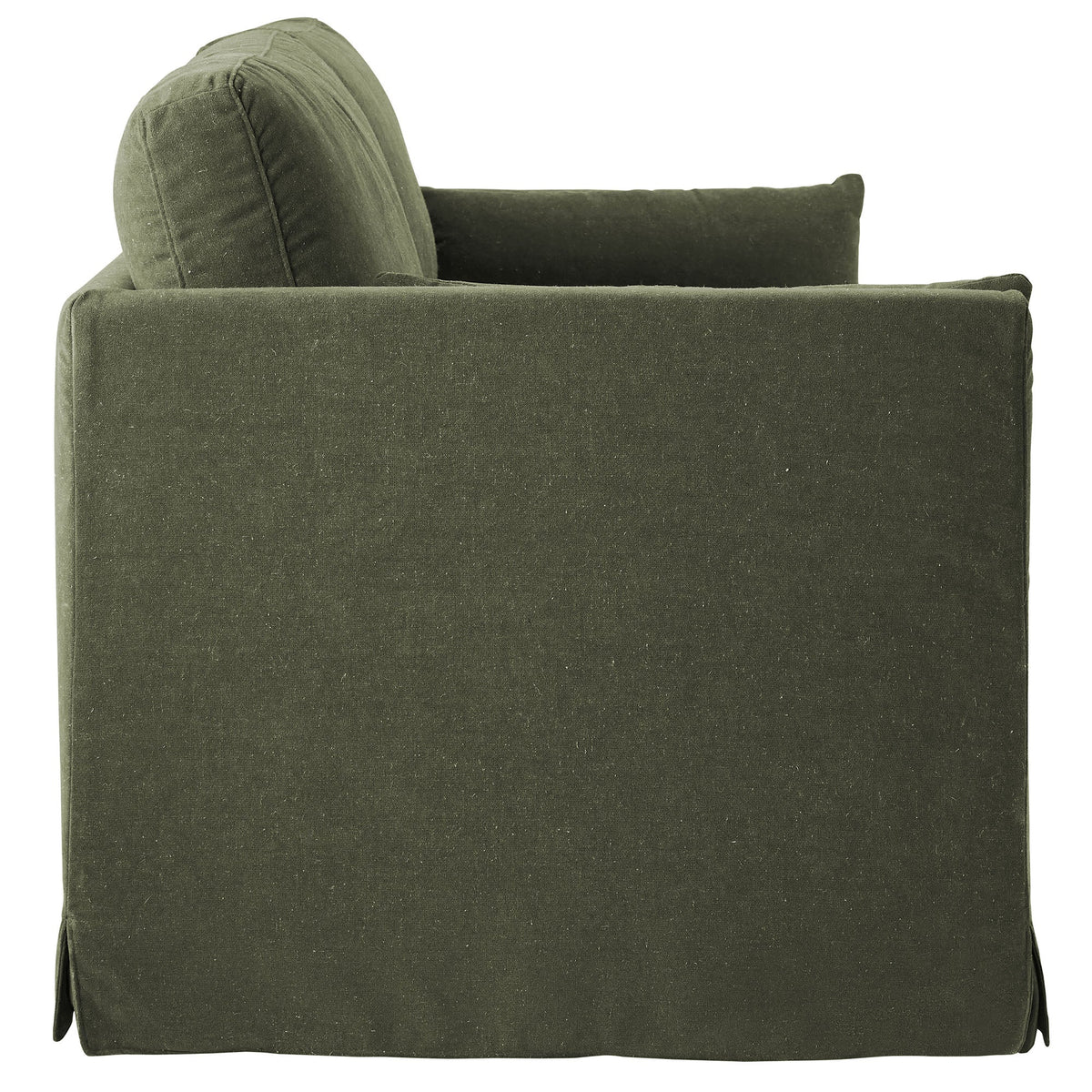 Wellfleet 85in slipcovered fabric sofa olive green with plush back cushion by HouseOfZazla on Tampa Home & Garden Store