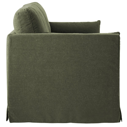 Wellfleet 85in slipcovered fabric sofa olive green with plush back cushion by HouseOfZazla on Tampa Home & Garden Store