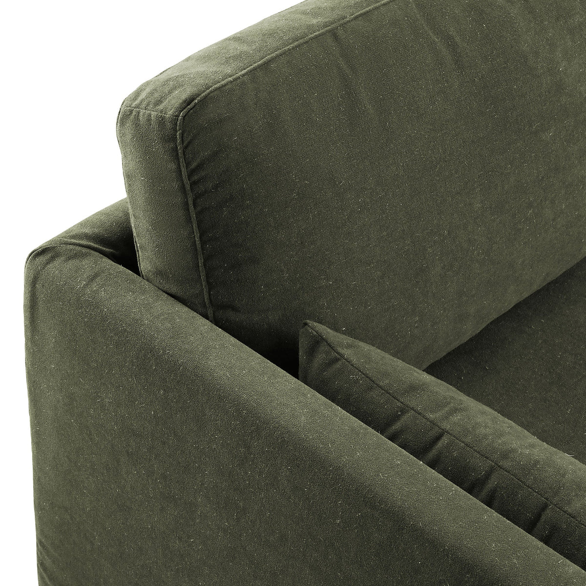 Wellfleet 85in slipcovered fabric sofa olive green upholstery close-up by Modway on Tampa Home & Garden Store