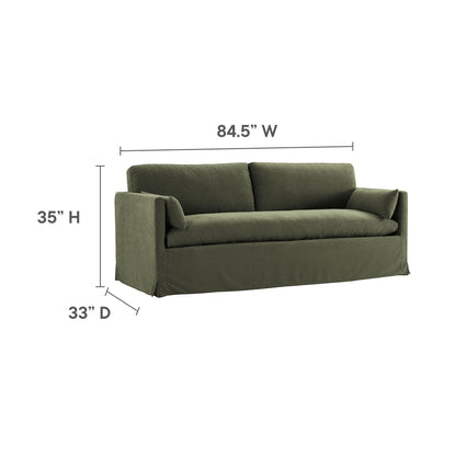 Wellfleet 85in Slipcovered Fabric Sofa olive green upholstery HouseOfZazla on Tampa Home & Garden Store