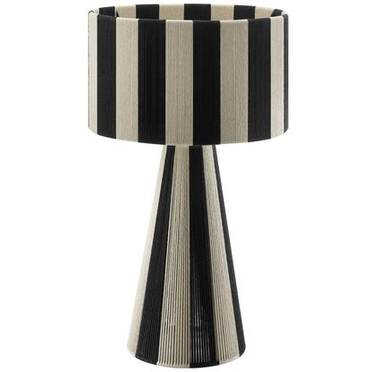 Renae Handwoven Cotton Thread Striped Table Lamp black beige striped fabric HouseOfZazla on Tampa Home & Garden Store