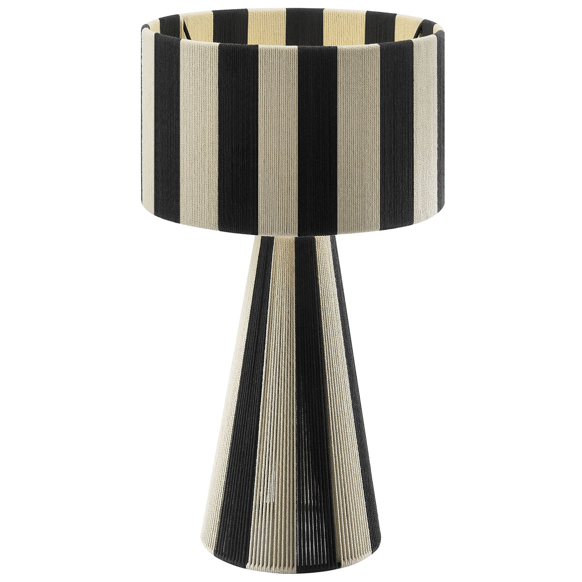 Renae handwoven cotton-thread striped table lamp with black and natural stripes on Tampa Home & Garden Store