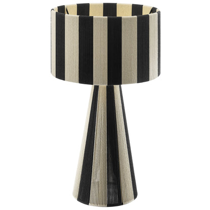 Renae handwoven cotton-thread striped table lamp with black and natural stripes on Tampa Home & Garden Store