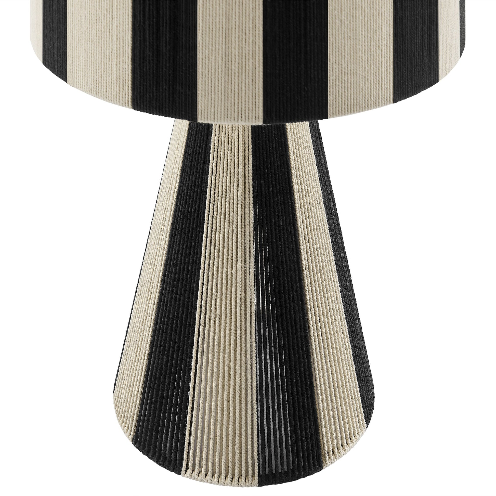 Renae handwoven cotton thread striped table lamp with black and natural beige bands HouseOfZazla on Tampa Home & Garden Store