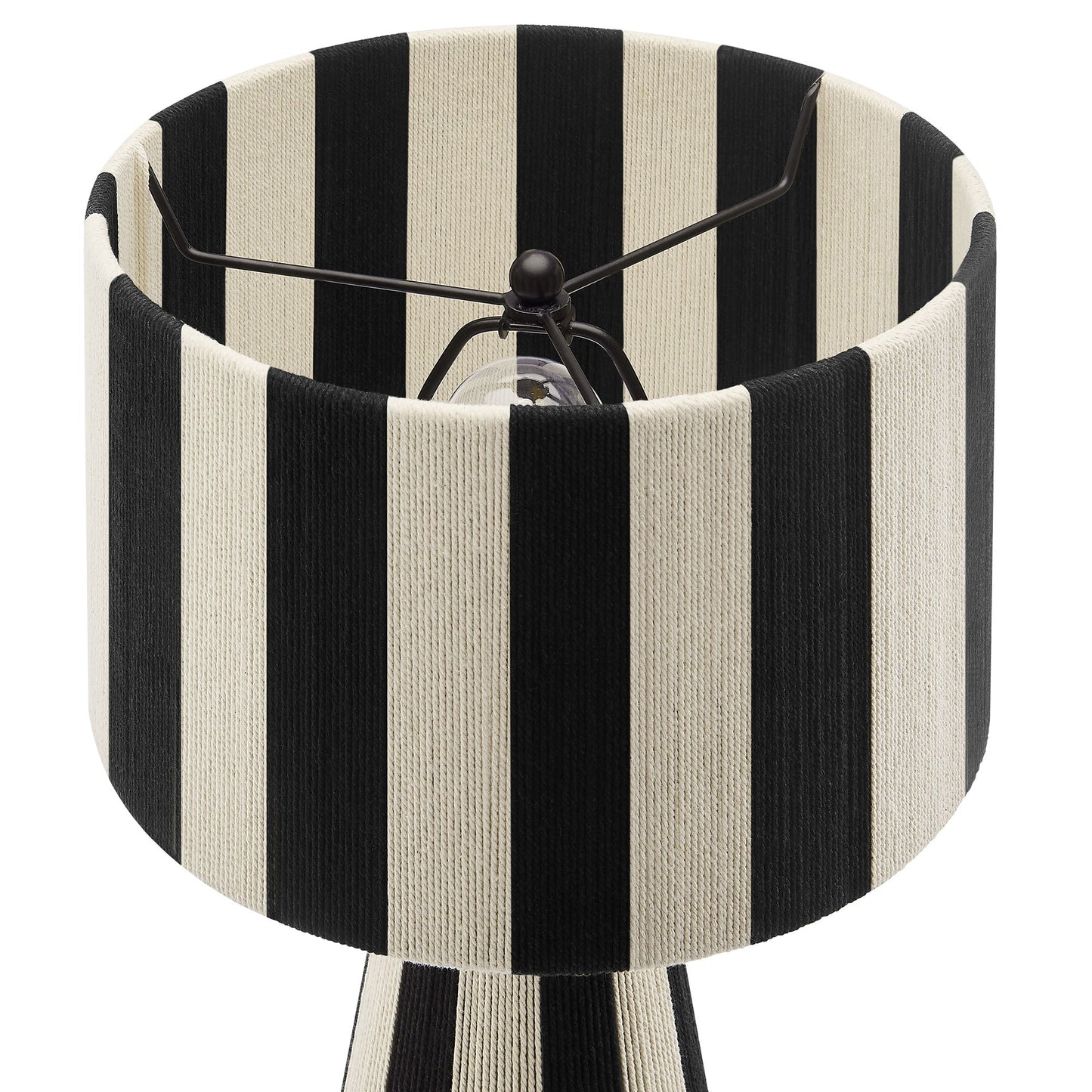 Renae Handwoven cotton thread striped table lamp beige and black striped shade metal frame on Tampa Home & Garden Store