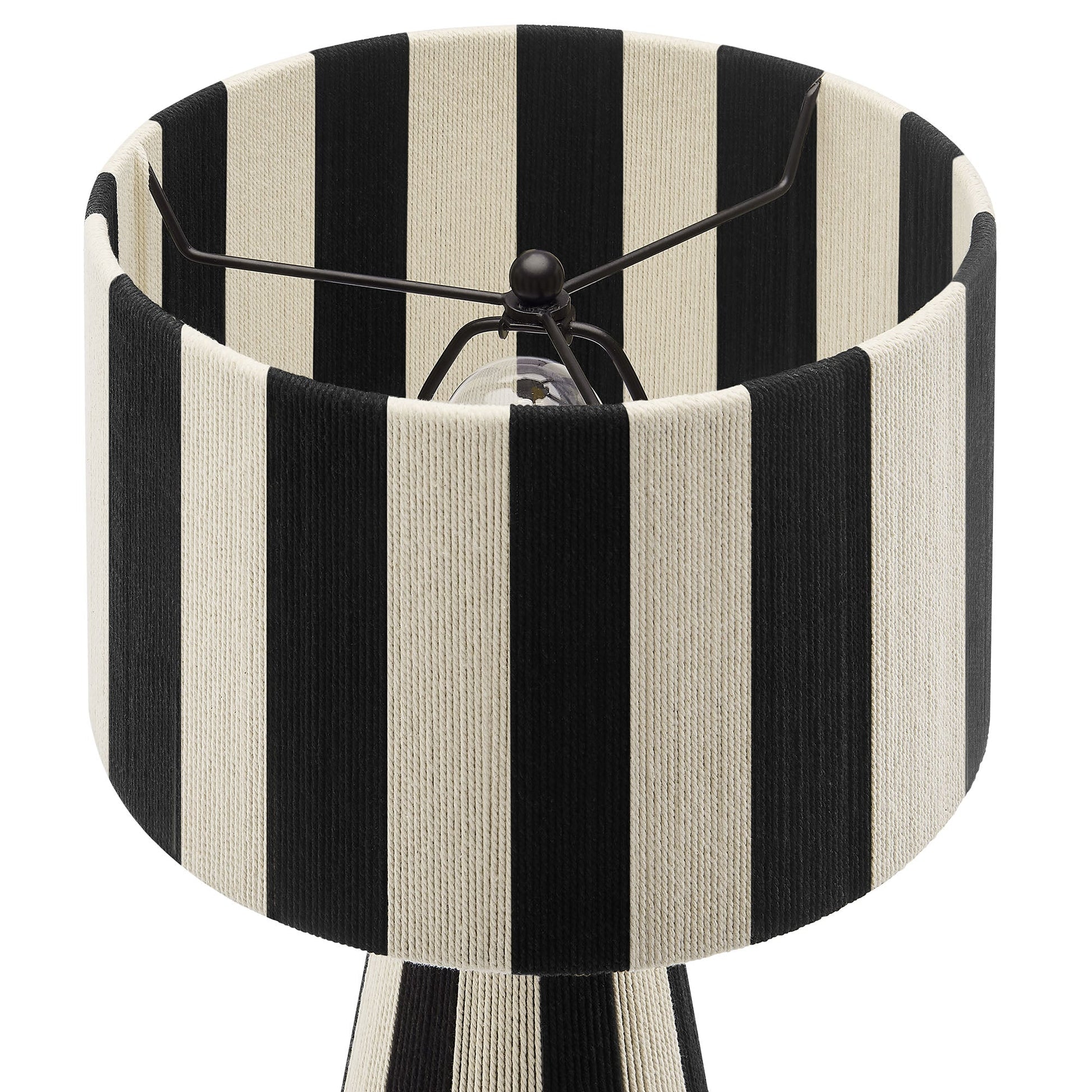 Renae Handwoven cotton thread striped table lamp beige and black striped shade metal frame on Tampa Home & Garden Store