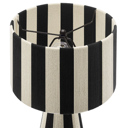 Renae Handwoven cotton thread striped table lamp beige and black striped shade metal frame on Tampa Home & Garden Store
