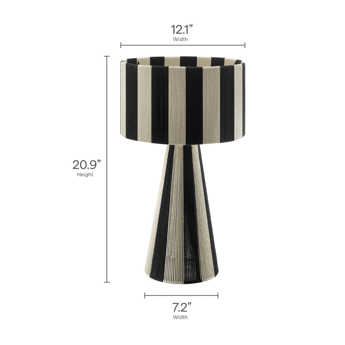 Renae handwoven cotton thread striped table lamp in black and beige by HouseOfZazla lighting on Tampa Home & Garden Store