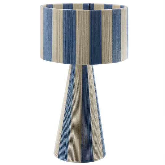 Renae Handwoven Cotton Thread Striped Table Lamp with blue beige stripes on Tampa Home & Garden Store