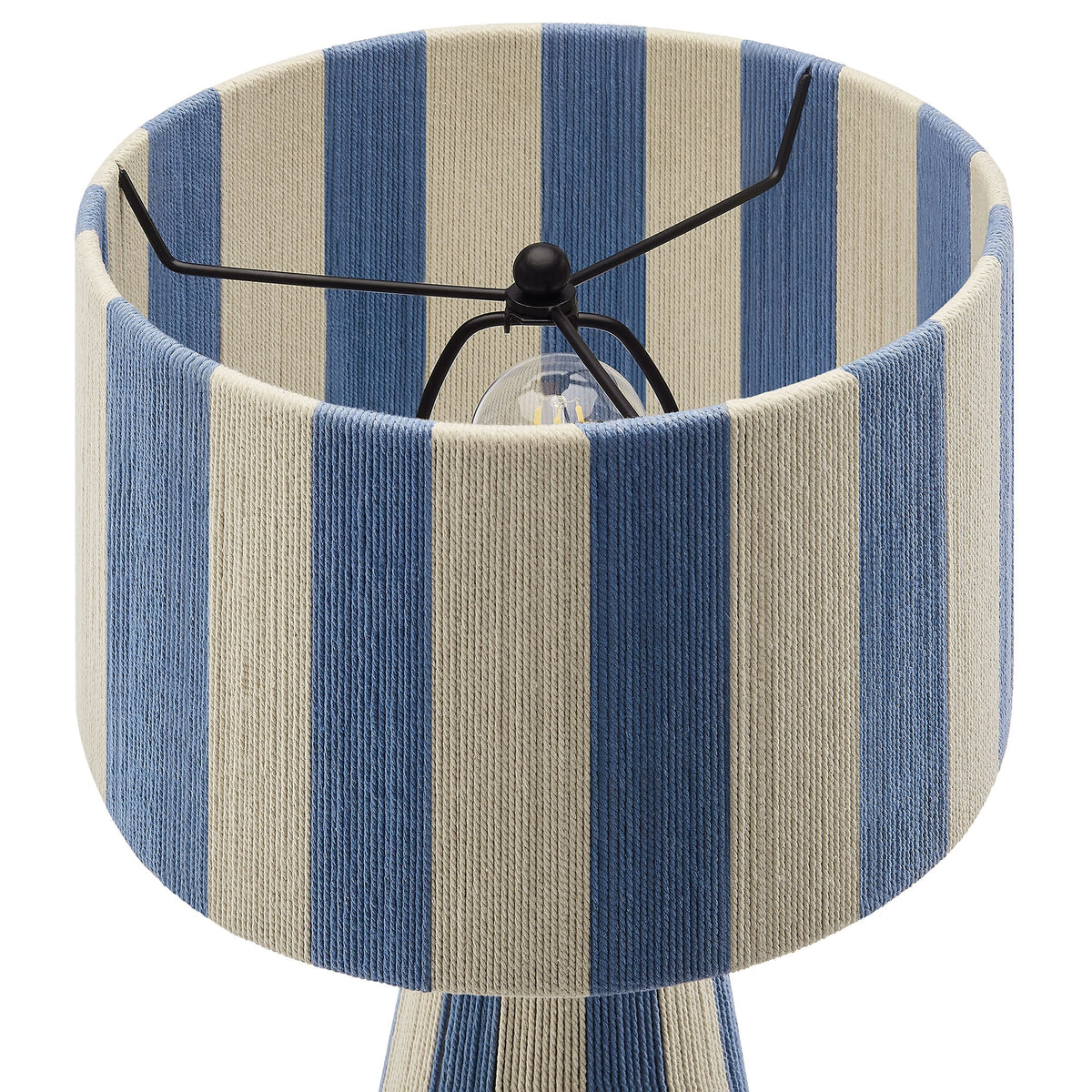 Renae handwoven cotton thread striped table lamp blue beige with black metal frame by Modway on Tampa Home & Garden Store