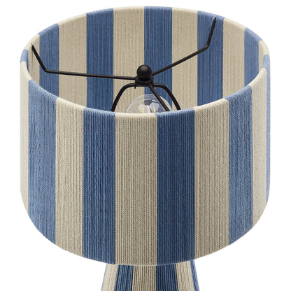 Renae handwoven cotton thread striped table lamp blue beige with black metal frame by Modway on Tampa Home & Garden Store