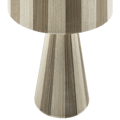 Renae Handwoven Cotton Thread Striped Table Lamp with beige taupe stripes and textured base on Tampa Home & Garden Store