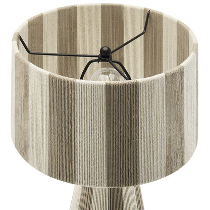 Renae handwoven cotton-thread striped table lamp beige taupe shade with black metal frame on Tampa Home & Garden Store