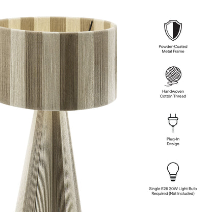 Renae handwoven cotton thread striped table lamp shade in beige tones on Tampa Home & Garden Store