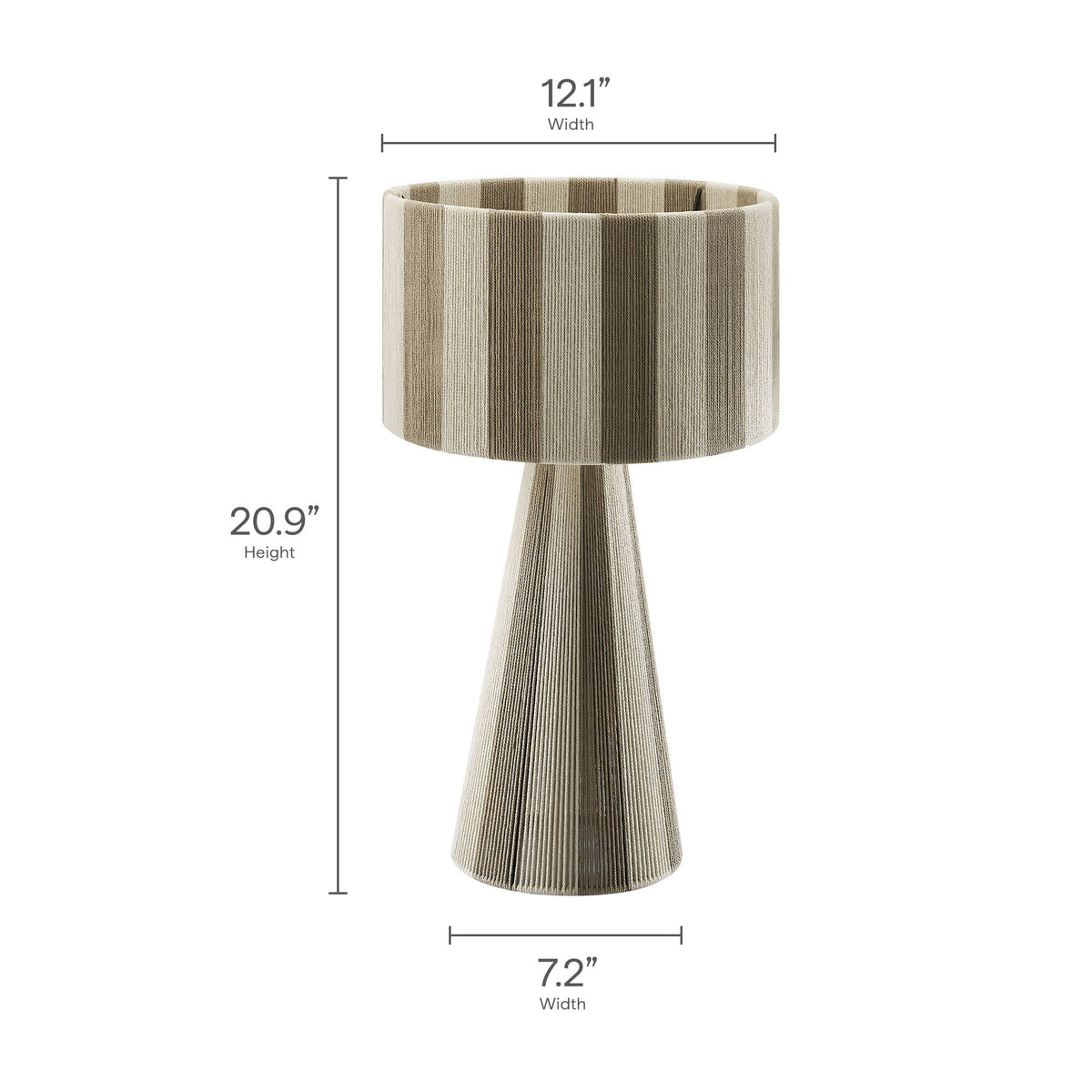 Renae handwoven cotton-thread striped table lamp beige brown striped shade HouseOfZazla lighting on Tampa Home & Garden Store