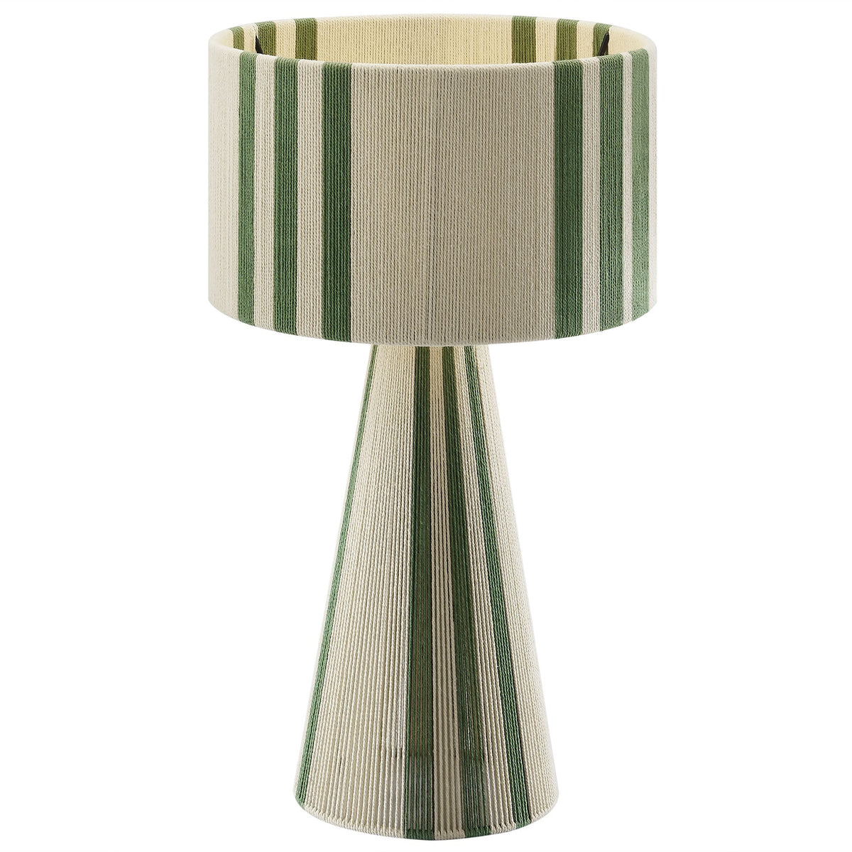 Gia handwoven cotton thread table lamp with green striped shade by HouseOfZazla on Tampa Home & Garden Store
