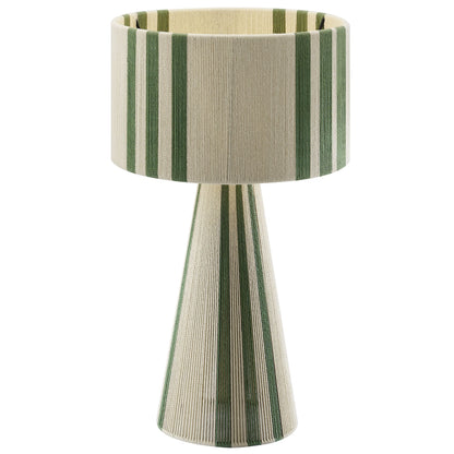 Gia handwoven cotton thread table lamp with green striped shade by HouseOfZazla on Tampa Home & Garden Store