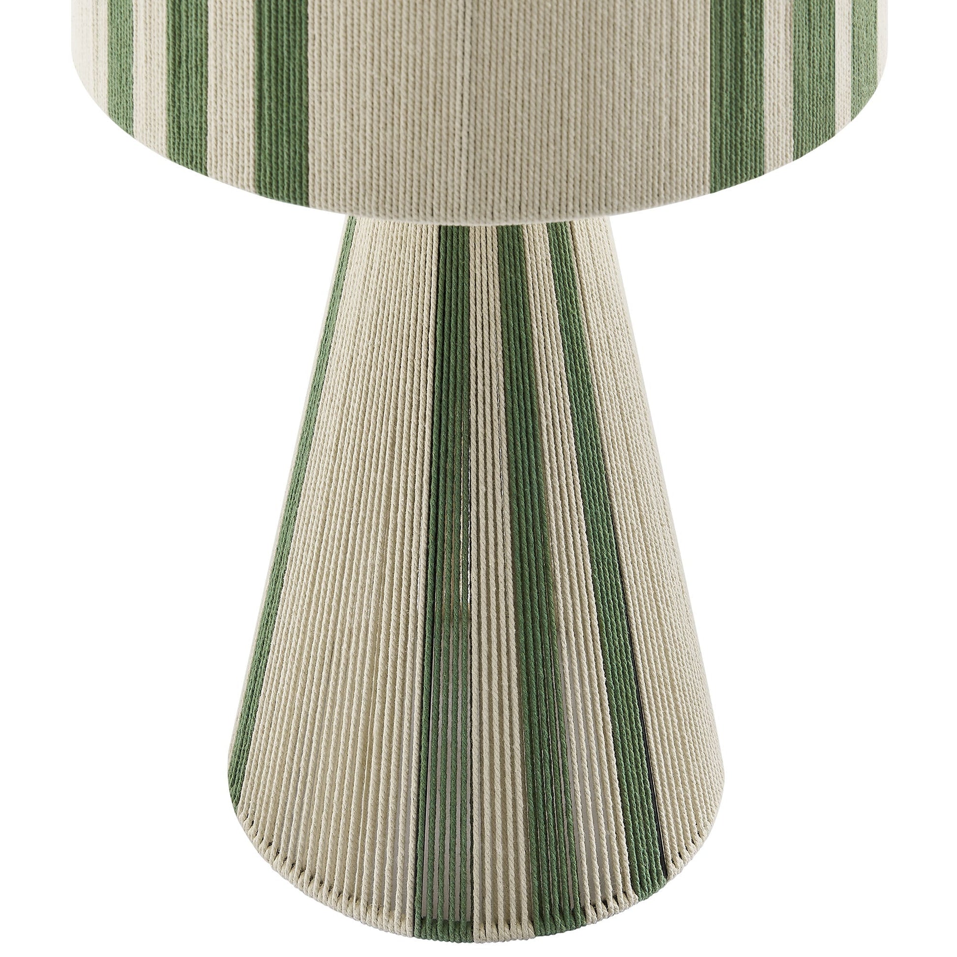 Gia Handwoven Cotton Thread Table Lamp green and cream striped fabric base by HouseOfZazla on Tampa Home & Garden Store