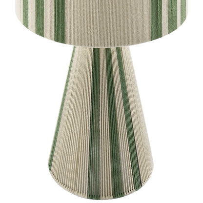 Gia Handwoven Cotton Thread Table Lamp green and cream striped fabric base by HouseOfZazla on Tampa Home & Garden Store