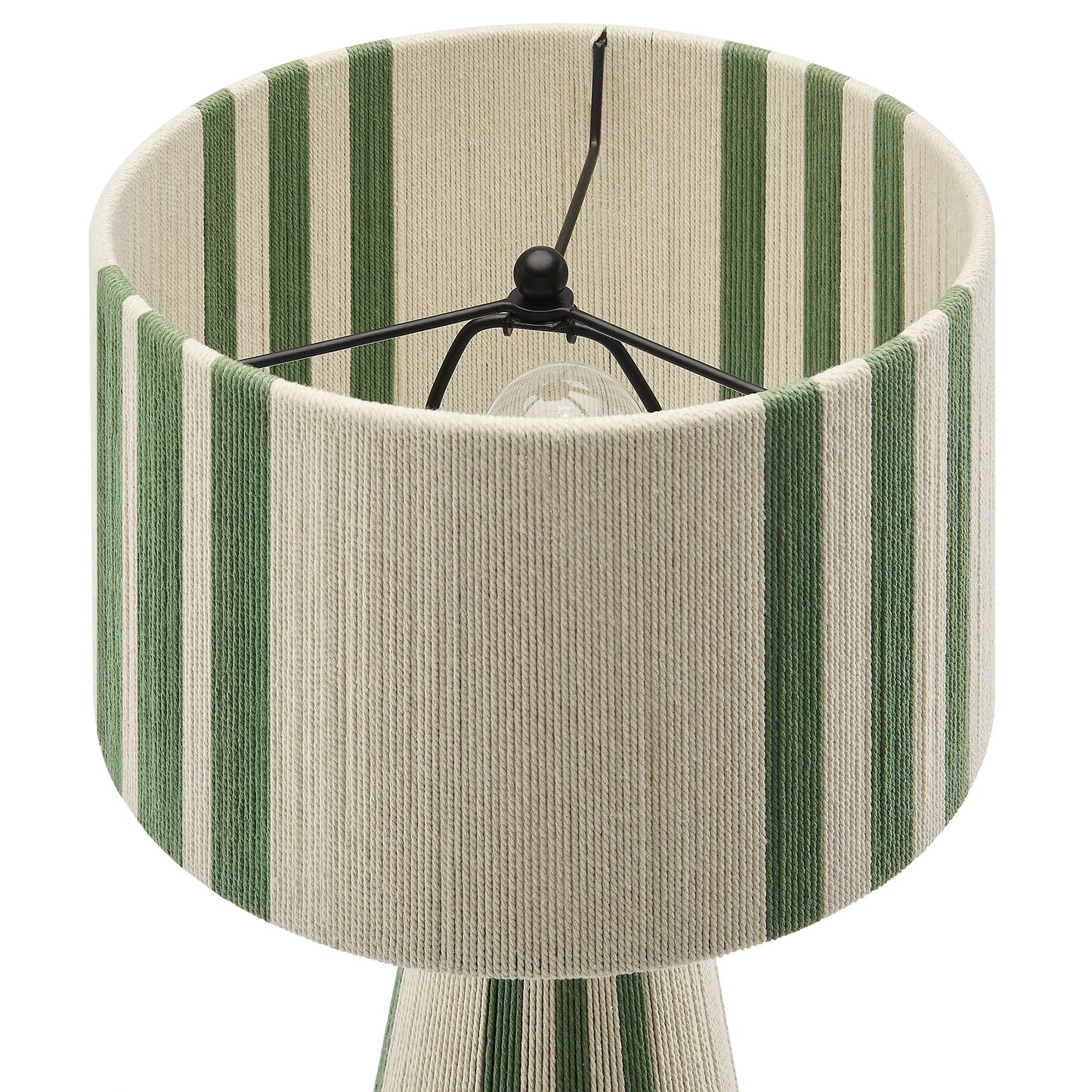 Gia Handwoven Cotton Thread Table Lamp with striped green shade by HouseOfZazla on Tampa Home & Garden Store