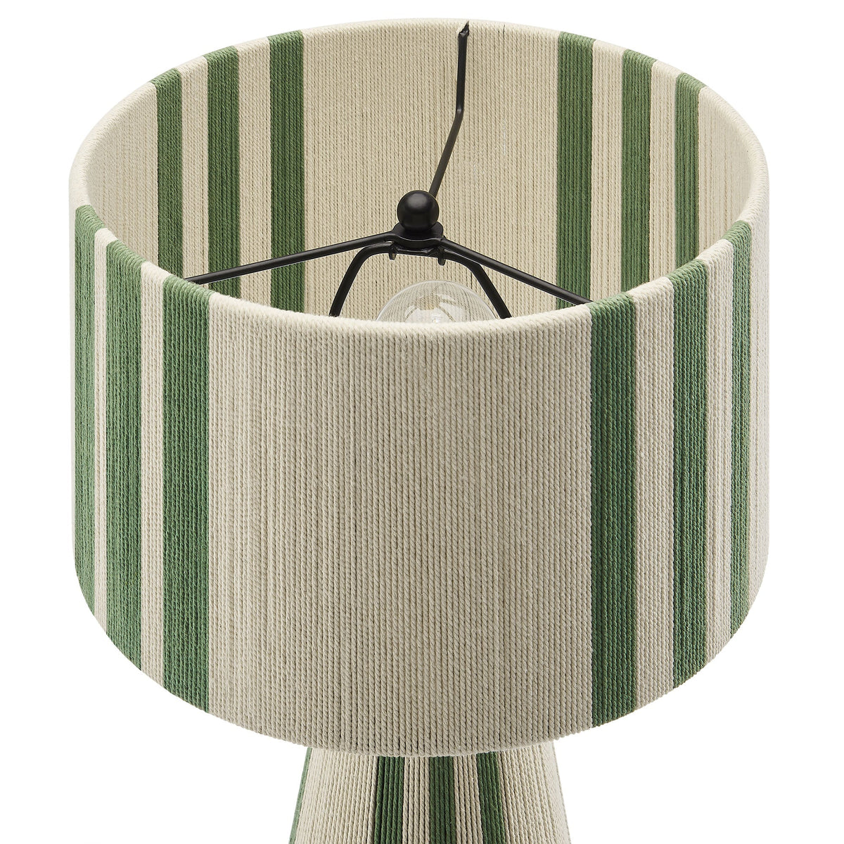 Gia Handwoven Cotton Thread Table Lamp with striped green shade by HouseOfZazla on Tampa Home & Garden Store