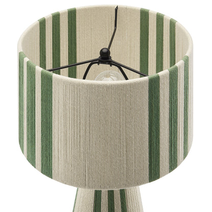 Gia Handwoven Cotton Thread Table Lamp with striped green shade by HouseOfZazla on Tampa Home & Garden Store