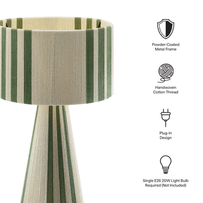 Gia Handwoven Cotton Thread Lamp striped cream/green shade powder-coated metal frame by Modway on Tampa Home & Garden Store