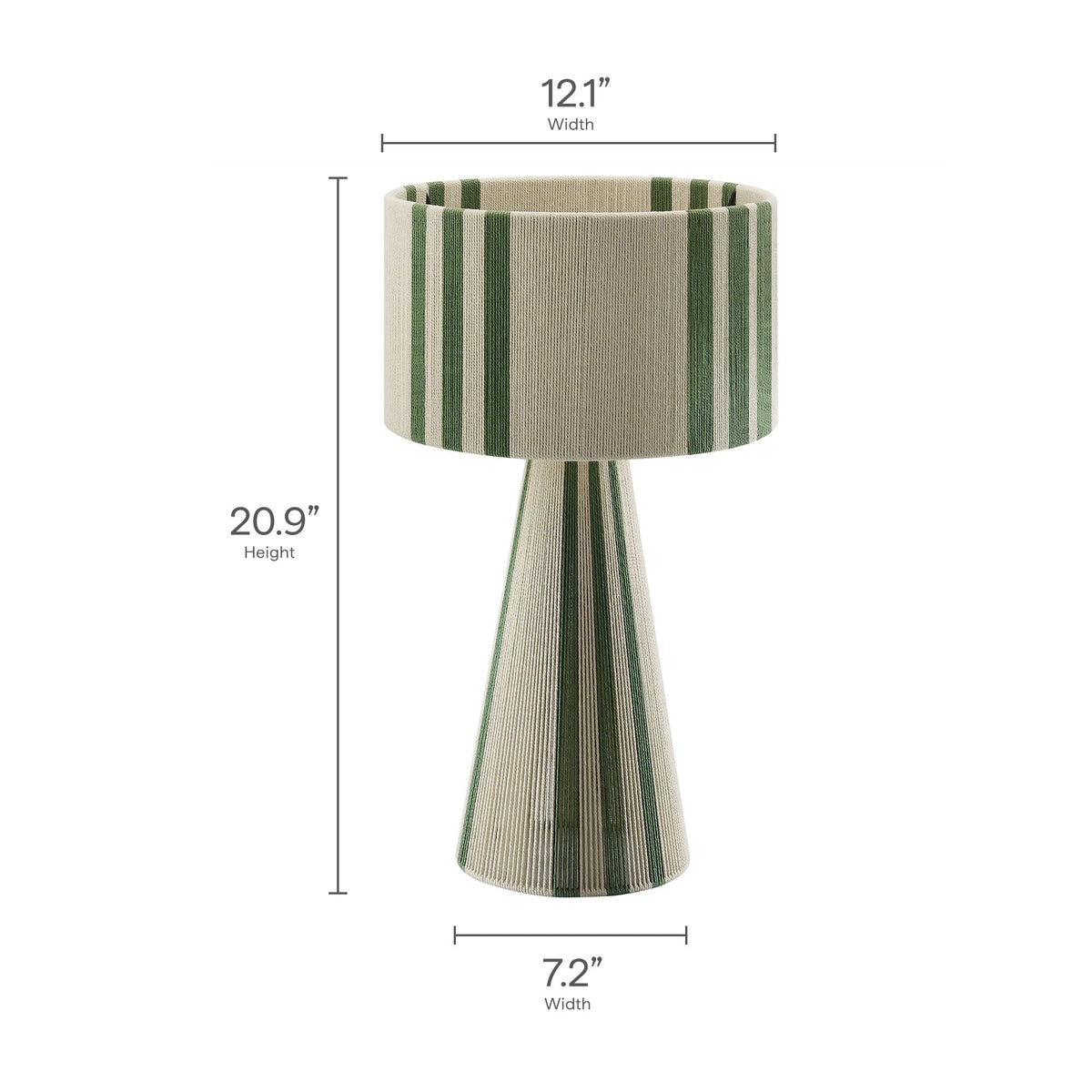 Gia Handwoven Cotton Thread Table Lamp beige and green striped fabric by Modway on Tampa Home & Garden Store