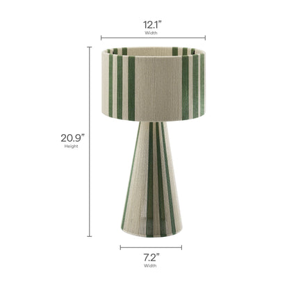 Gia Handwoven Cotton Thread Table Lamp beige and green striped fabric by Modway on Tampa Home & Garden Store
