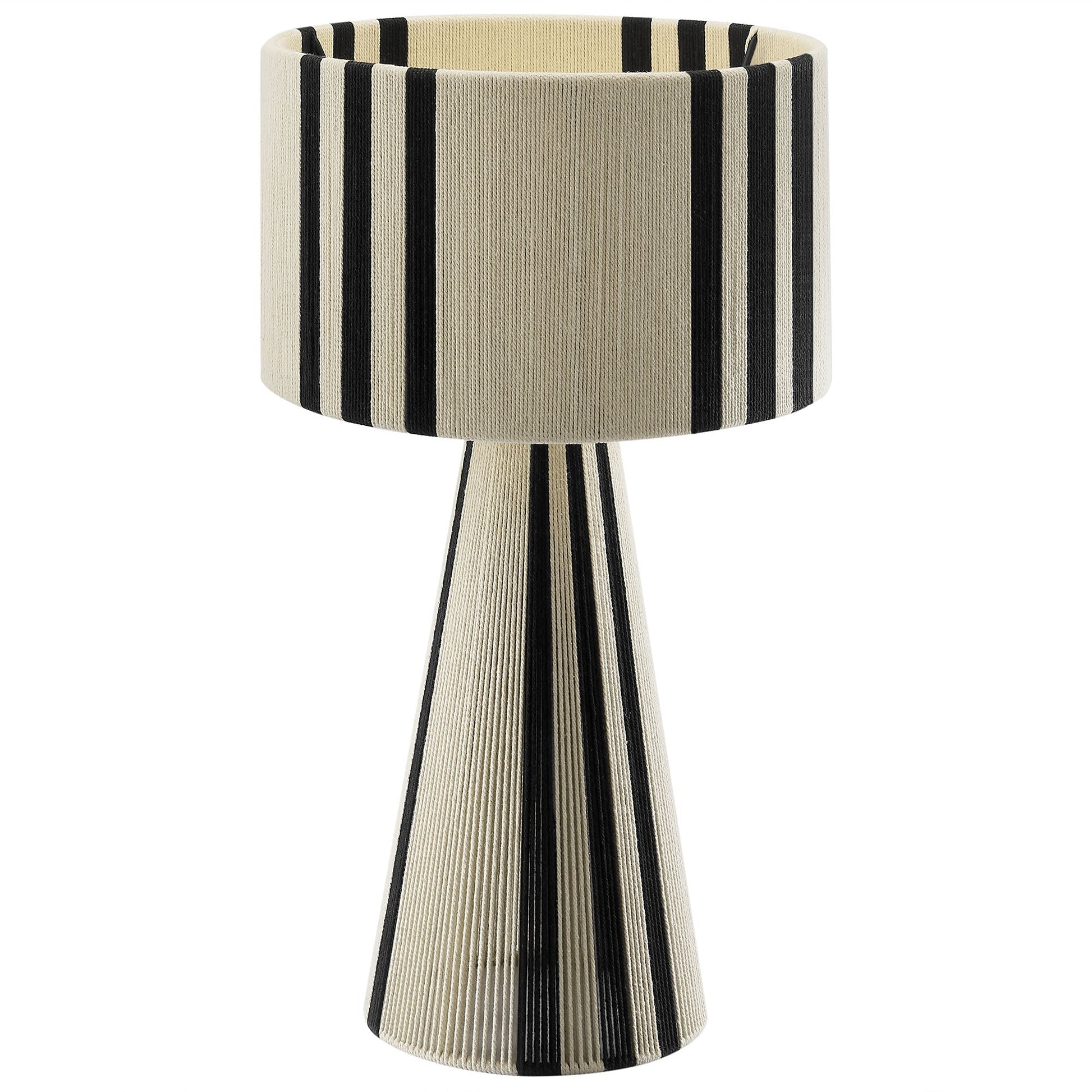 Gia handwoven cotton thread table lamp with beige and black striped shade by Modway on Tampa Home & Garden Store
