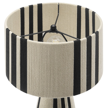 Gia handwoven cotton thread table lamp striped beige and black with exposed bulb on Tampa Home & Garden Store