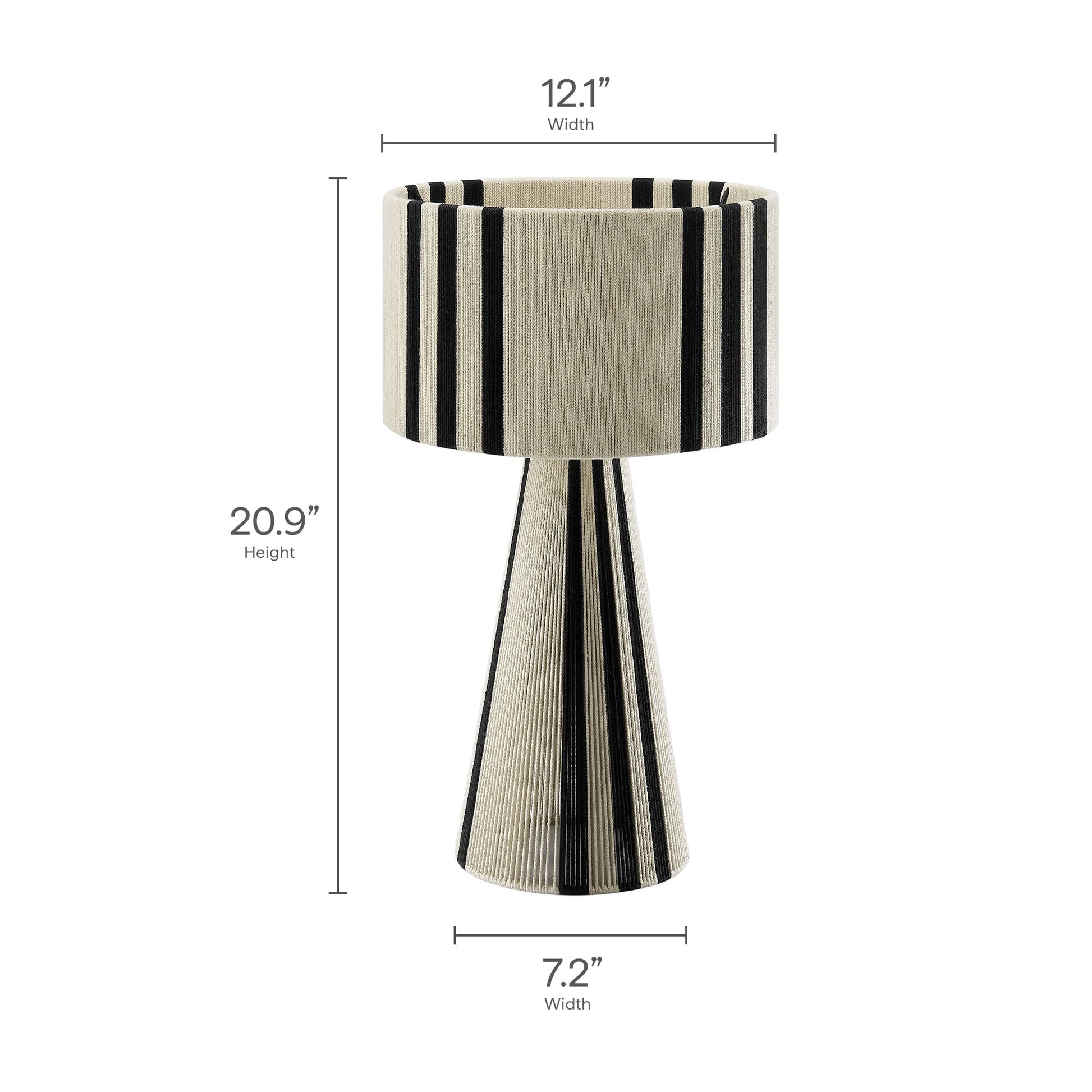 Gia Handwoven Cotton Thread Table Lamp by Modway beige shade with bold black vertical stripes on Tampa Home & Garden Store
