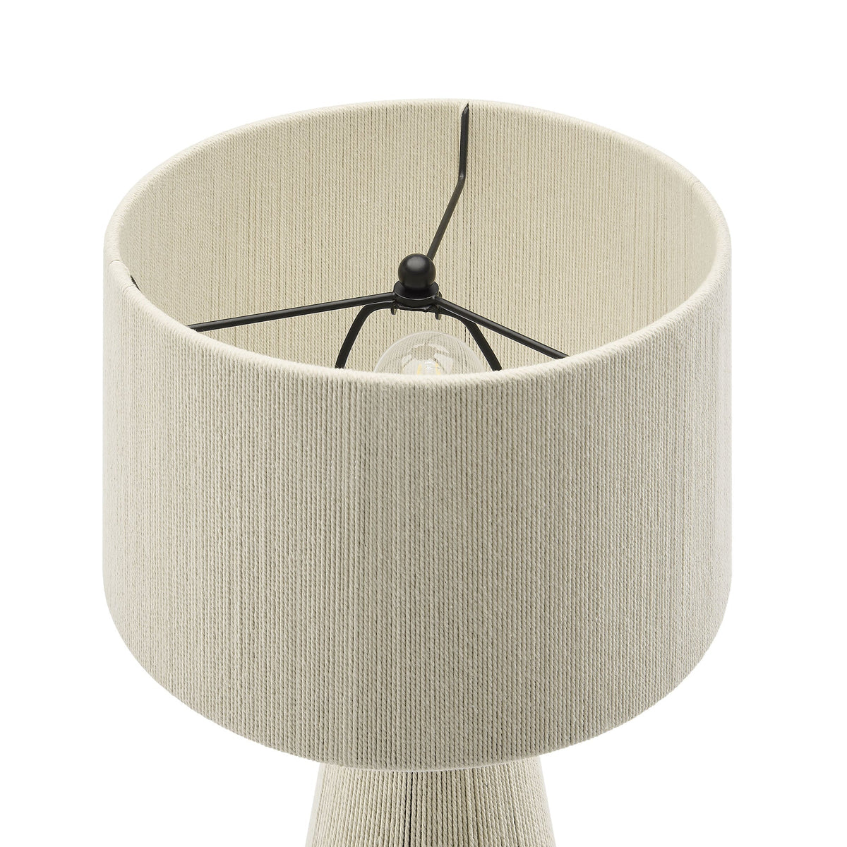 Gia Handwoven Cotton Thread Table Lamp by Modway beige wrap with black frame and natural texture on Tampa Home & Garden Store