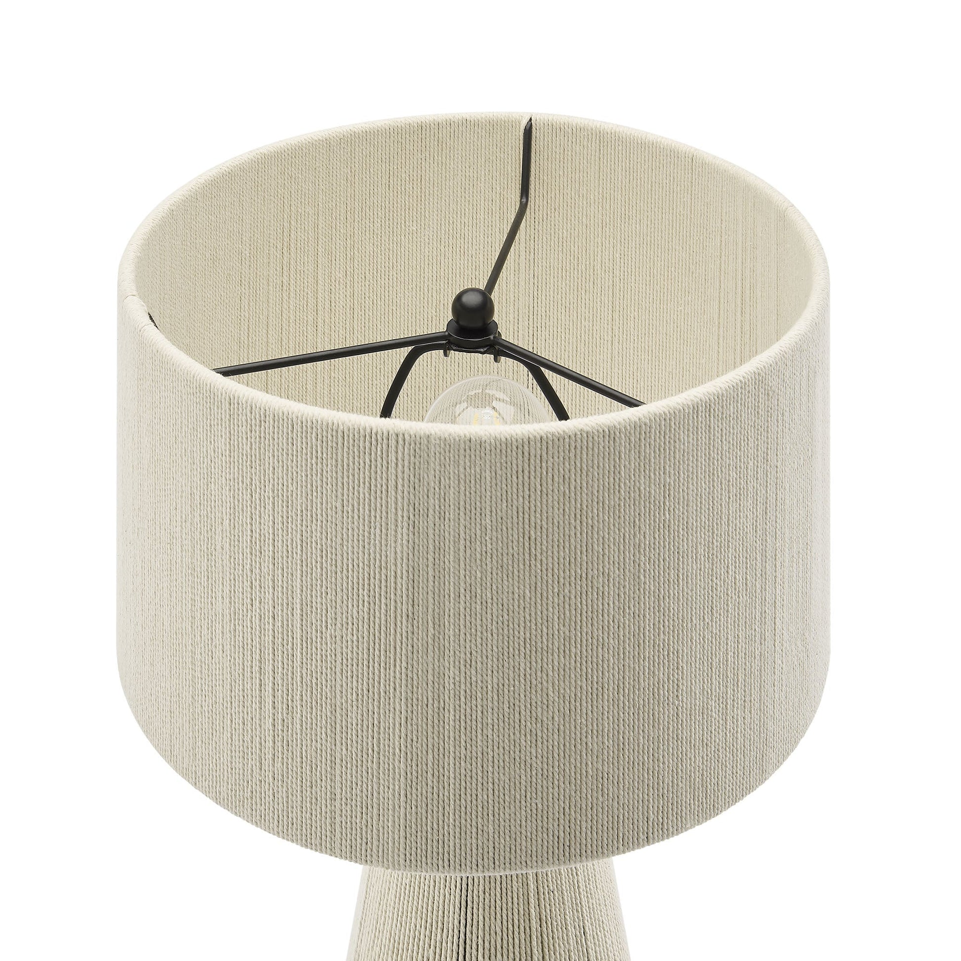 Gia Handwoven Cotton Thread Table Lamp by Modway beige wrap with black frame and natural texture on Tampa Home & Garden Store