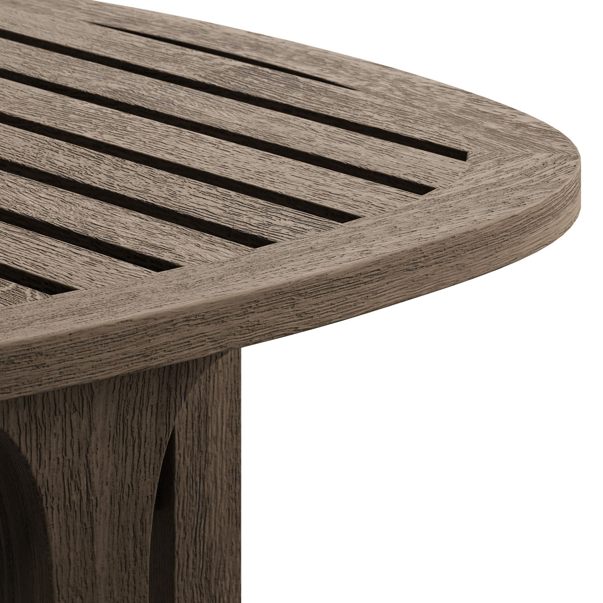 Saratoga teak wood round outdoor table top with slatted surface on Tampa Home & Garden Store